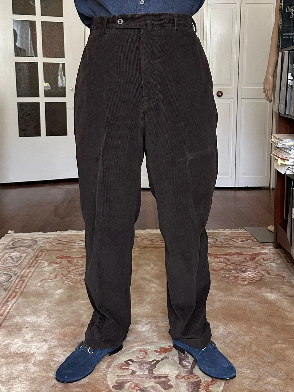 Ermenegildo Zegna Men's Brown Corduroy Trousers Pants Classic Straight Fit W36